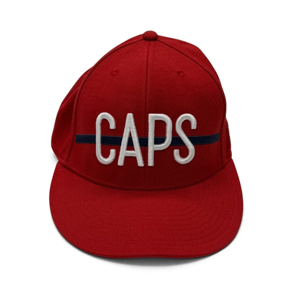 Adidas Washington Capitals NHL Red Flat Brim Stretch Fit Hat S/M CAPS Logo